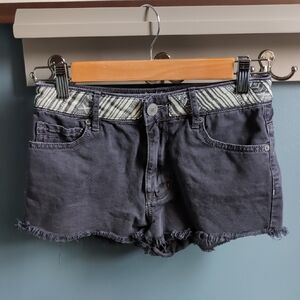 Tribal Print Black Denim Shorts